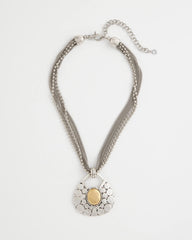 Mixed Metals Island Metal Pendant Necklace