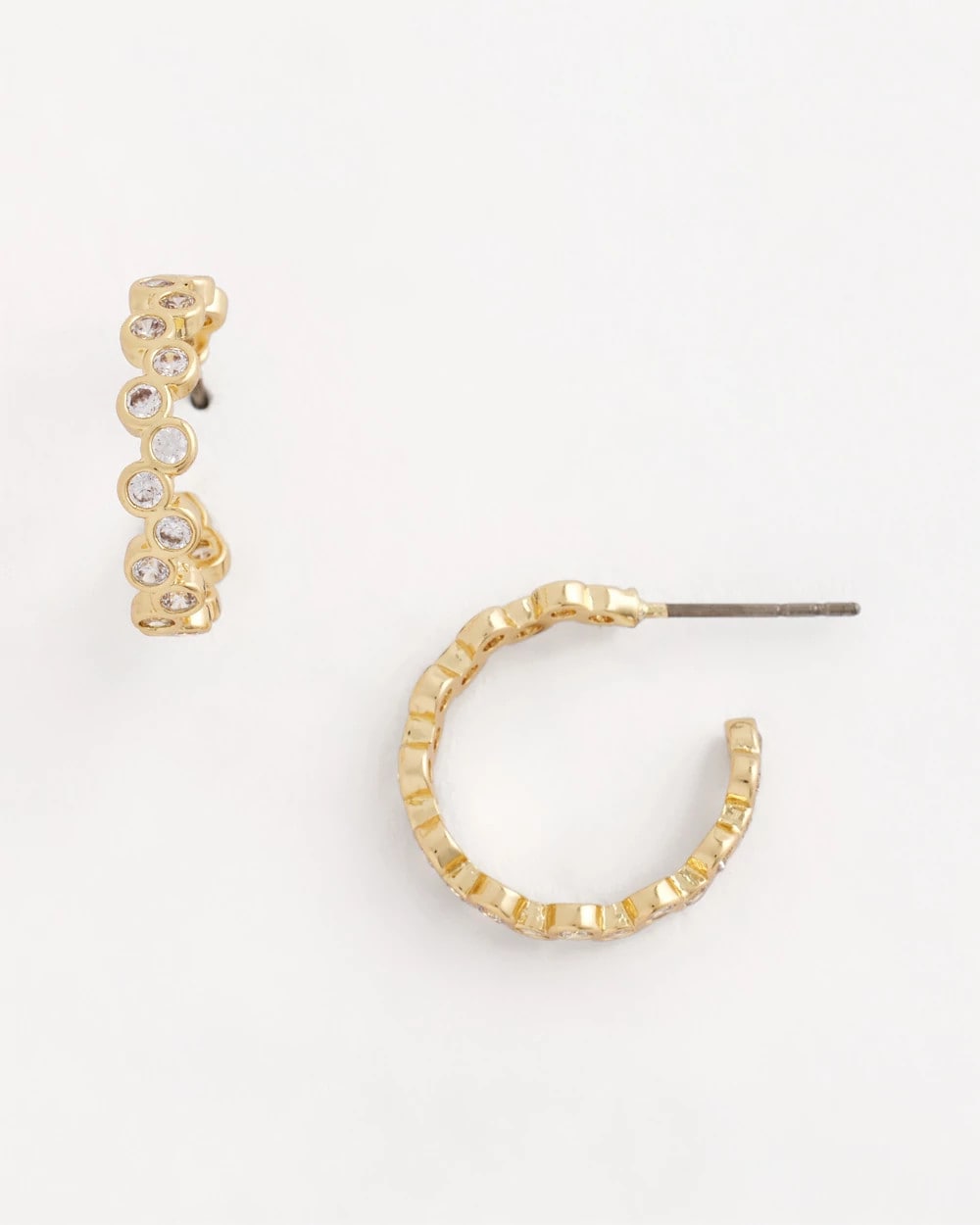 Gold Goldtone Cubic Zirconia Hoop Earrings