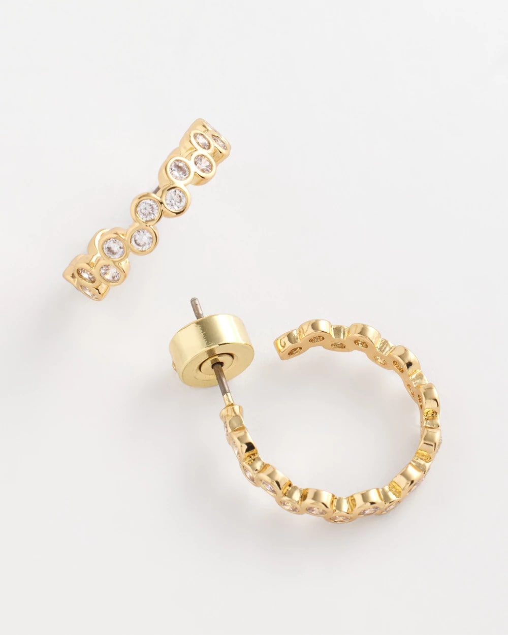 Gold Goldtone Cubic Zirconia Hoop Earrings