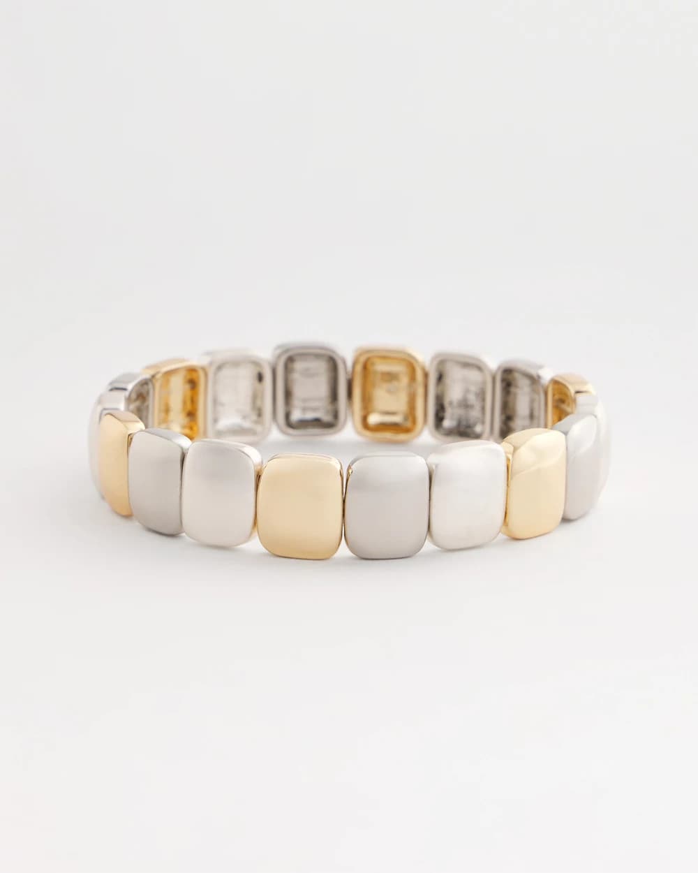 Mixed Metals Mixed-Metal Matte Square Stretch Bracelet