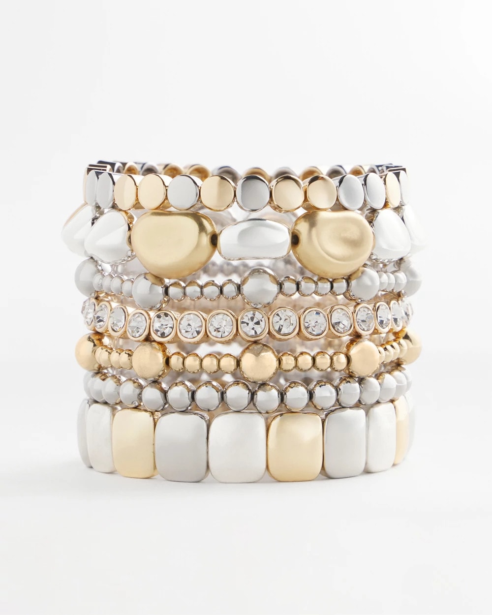 Mixed Metals Mixed-Metal Matte Square Stretch Bracelet