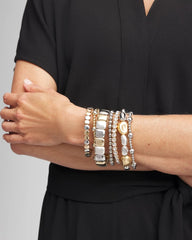 Mixed Metals Mixed-Metal Matte Square Stretch Bracelet