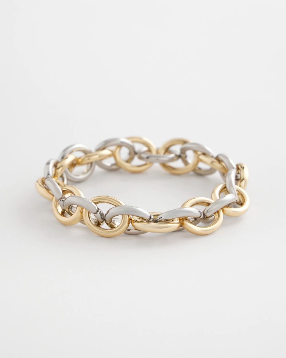 Mixed Metals Open Link Stretch Bracelet