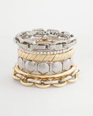 Mixed Metals Open Link Stretch Bracelet