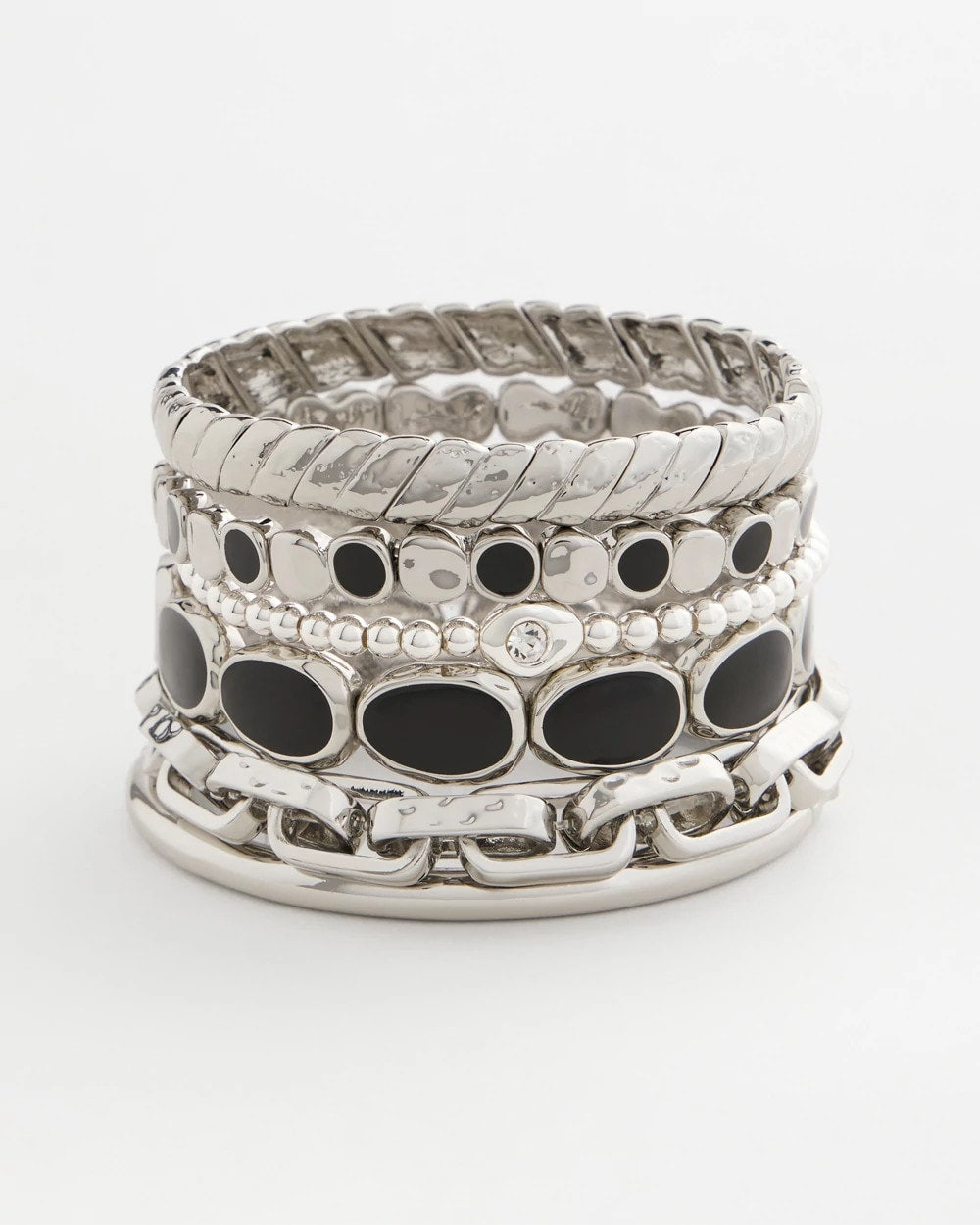 Black Black Mini Circle Stretch Bracelet