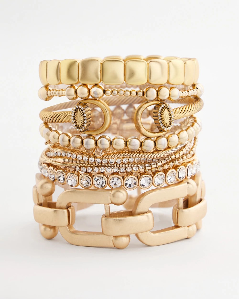 Gold Golden Matte Square Stretch Bracelet