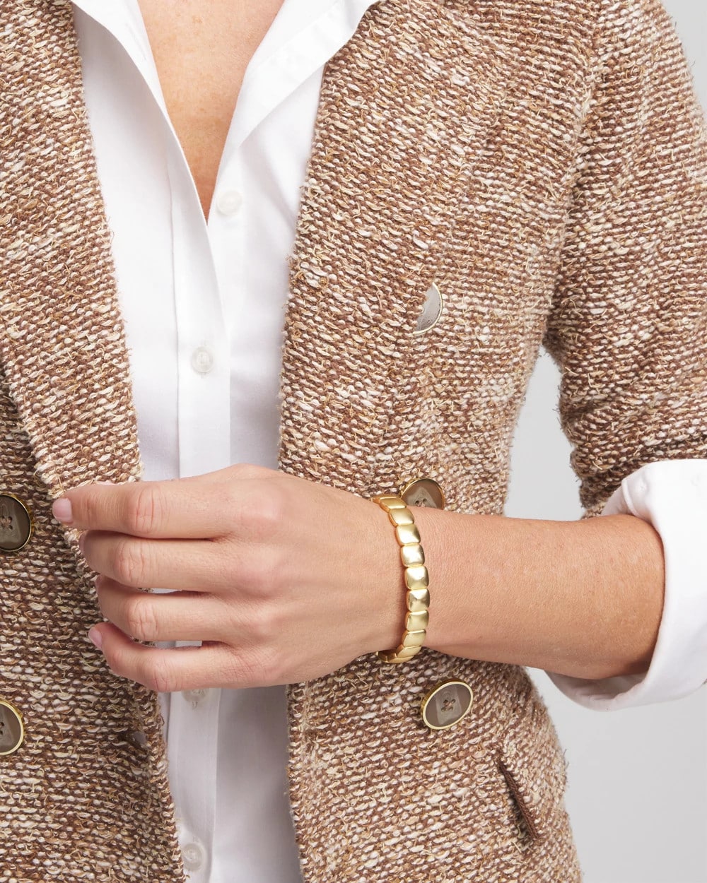 Gold Golden Matte Square Stretch Bracelet
