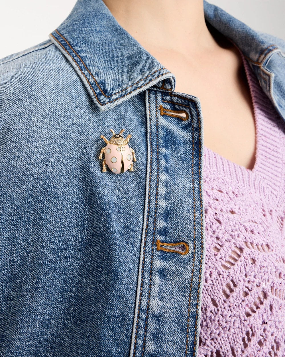 Pink Lady Bug Brooch