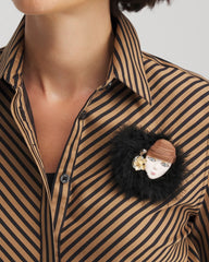 Multi Feathered Lady Brooch