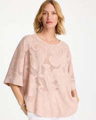 Rose Smoke Boatneck Rounded Hem Poncho