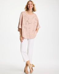 Rose Smoke Boatneck Rounded Hem Poncho
