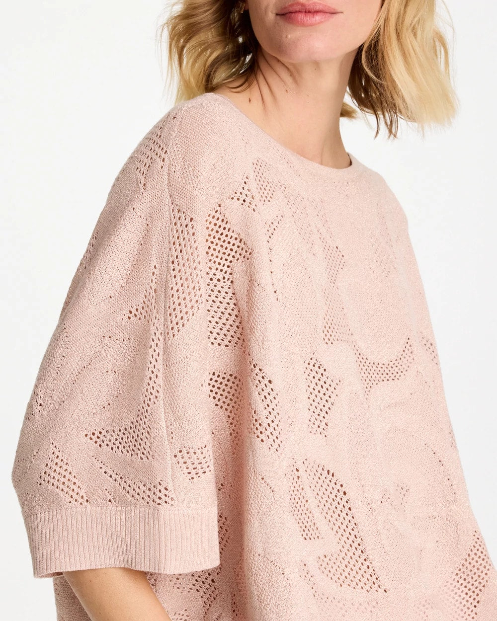 Rose Smoke Boatneck Rounded Hem Poncho