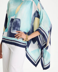 Passport Blue Woven Crepe Artisanal Poncho