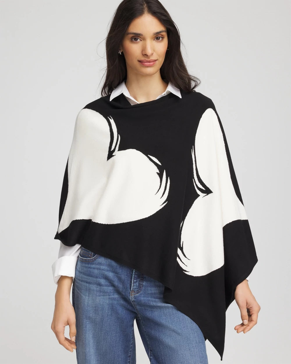 Black Love Brush Convertible Sweater Poncho