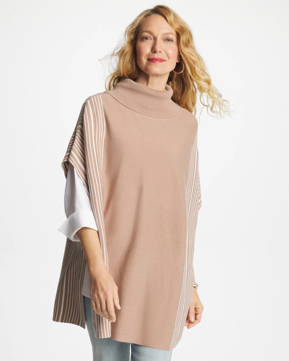 Vanilla Chai Turtleneck Sweater Poncho