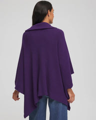 Purple Elixir Rhinestone Zip-Collar Sweater Poncho