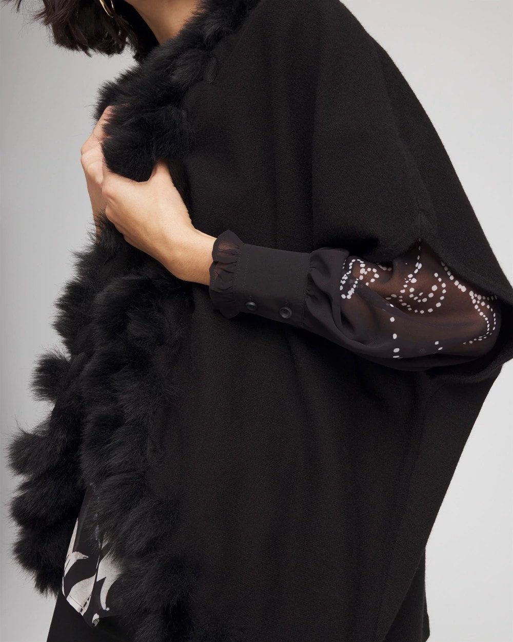 Black Faux Fur Cocoon