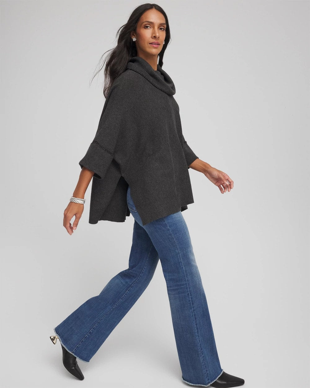 Graphite Heather Gray Cowlneck Poncho