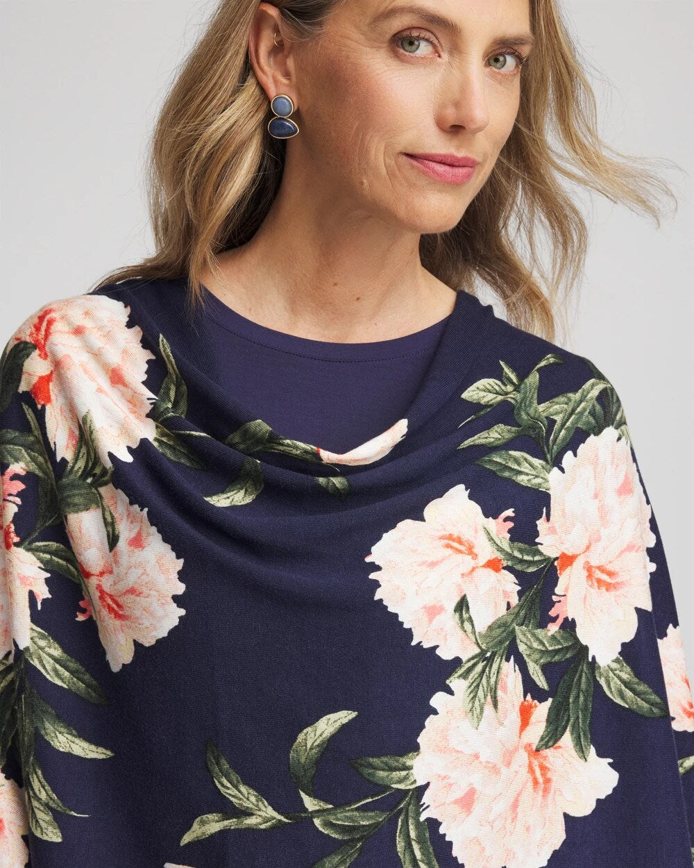 Passport Blue Asymmetrical Convertible Sweater Poncho