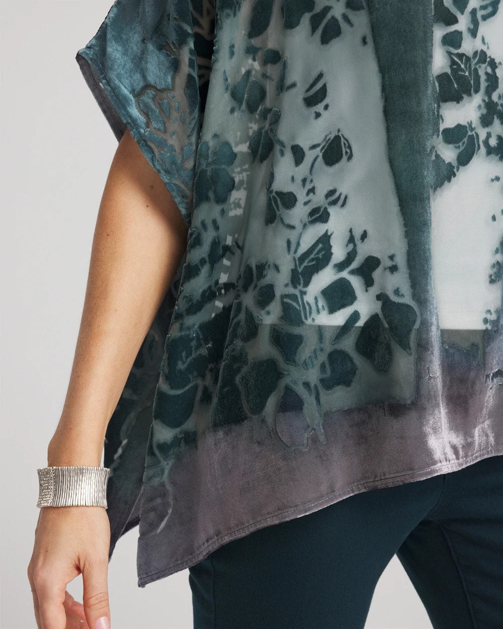 Striking Teal Velvet Burnout Passion Poncho