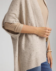 Neutral Embellished Cocoon Ruana