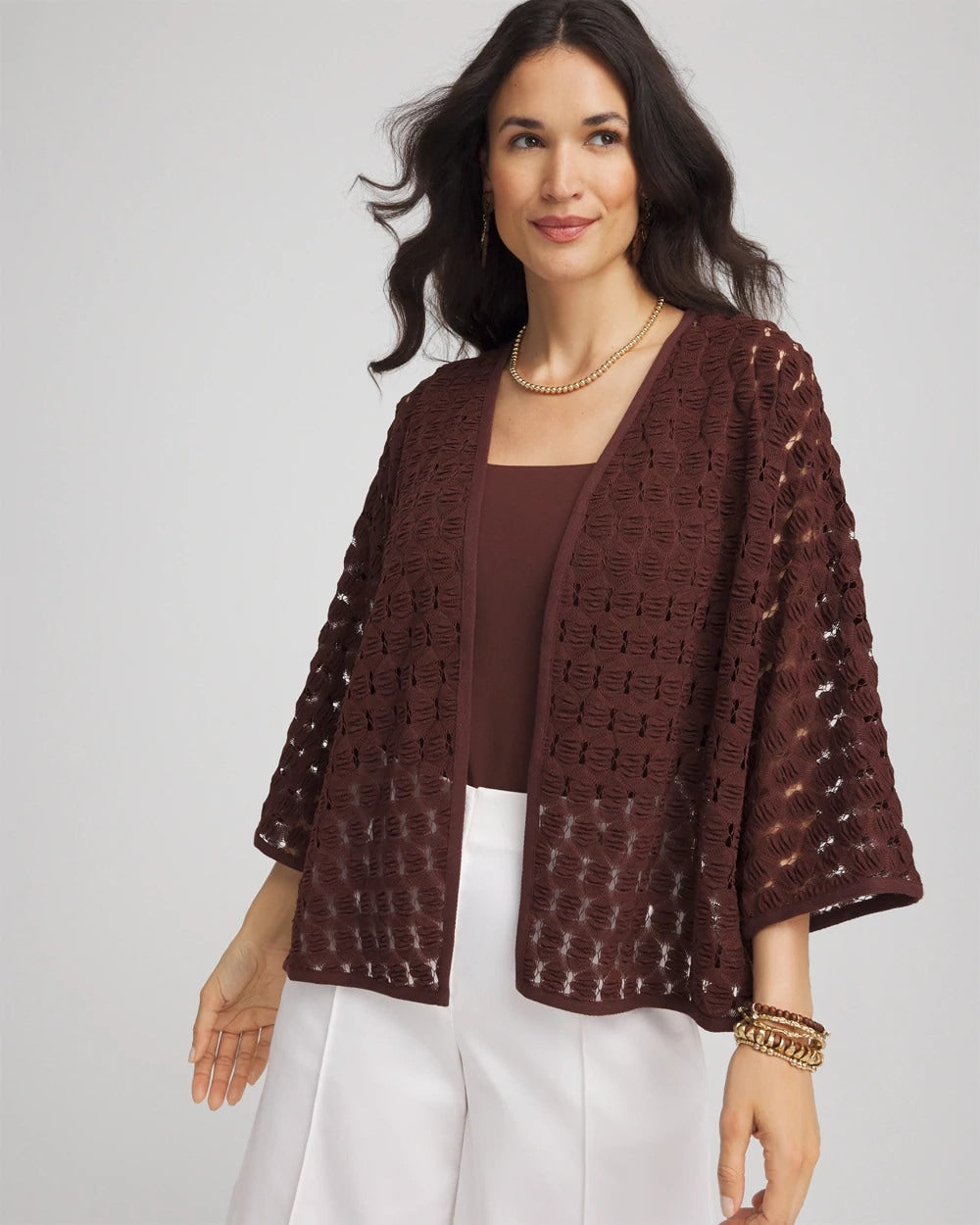 Cacao Short Woven Kimono