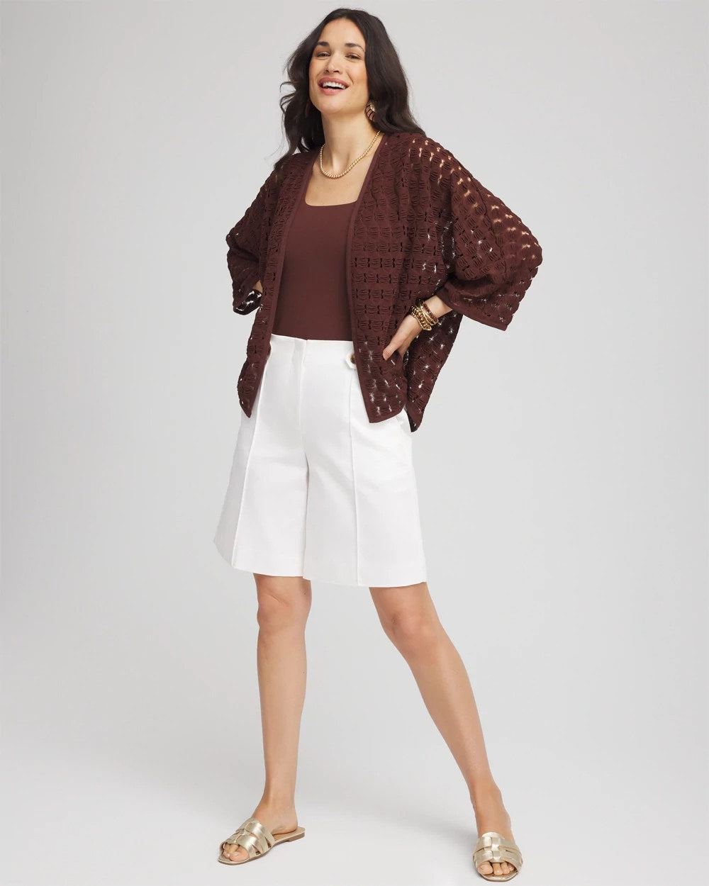 Cacao Short Woven Kimono