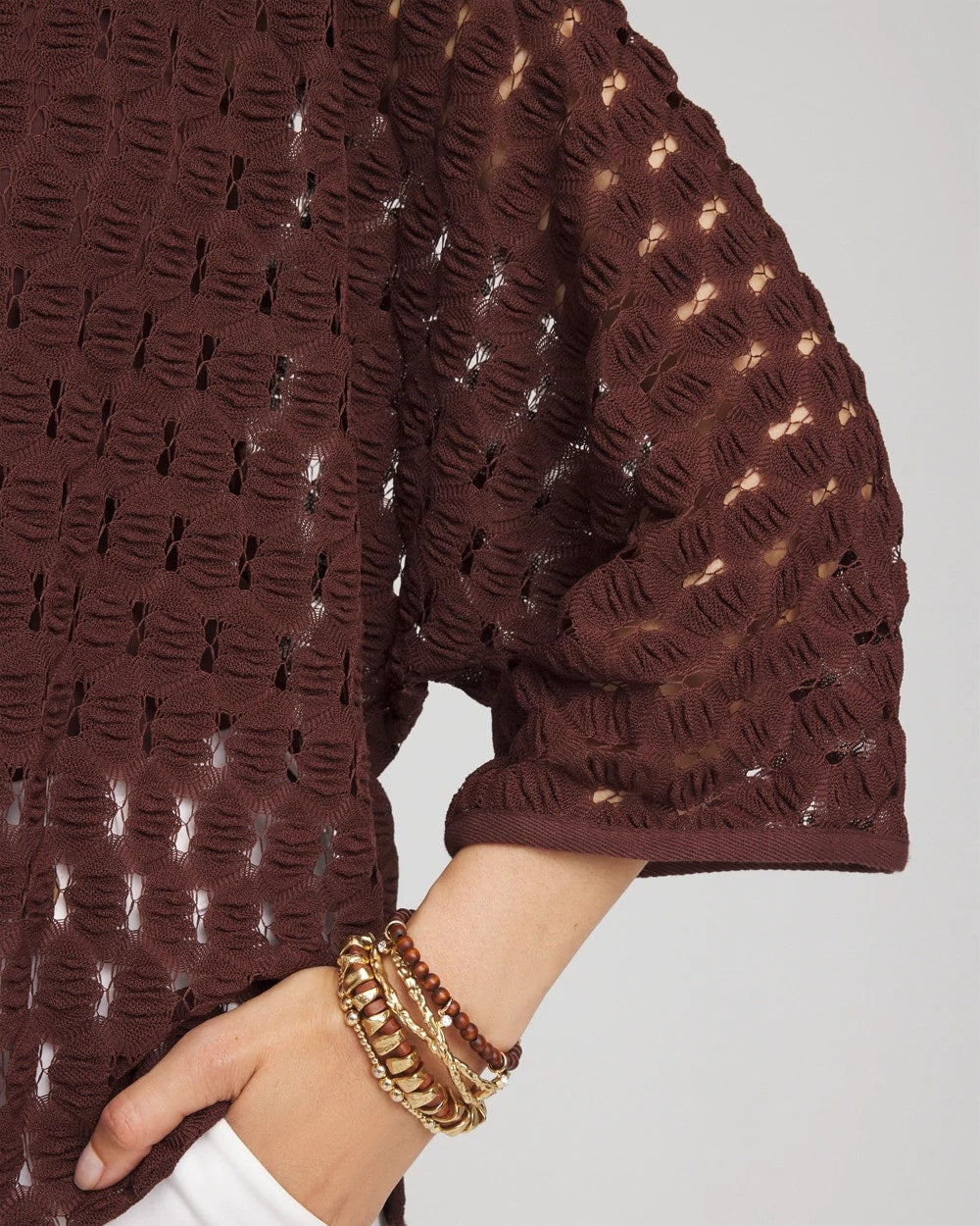 Cacao Short Woven Kimono