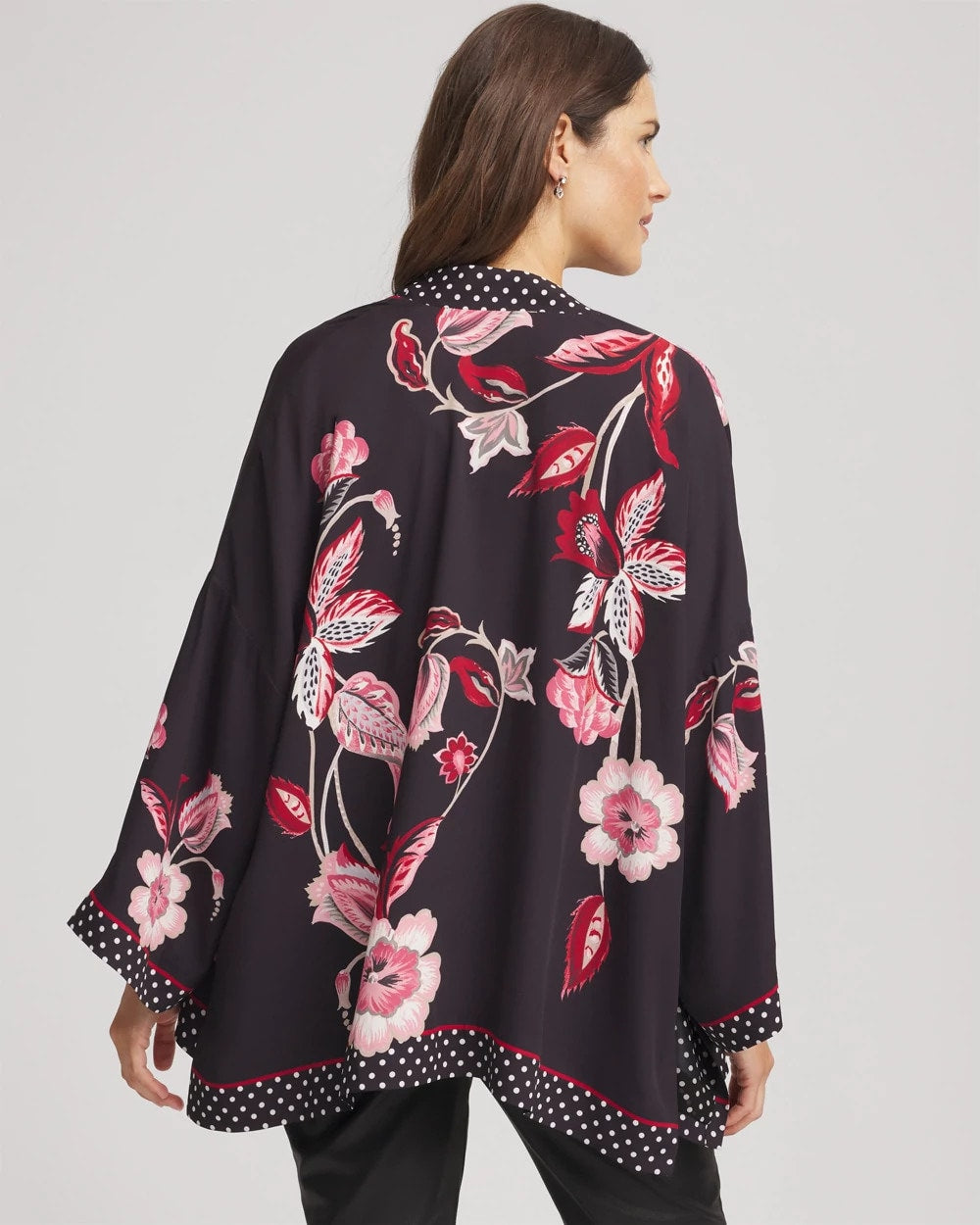 Black Short Floral Kimono