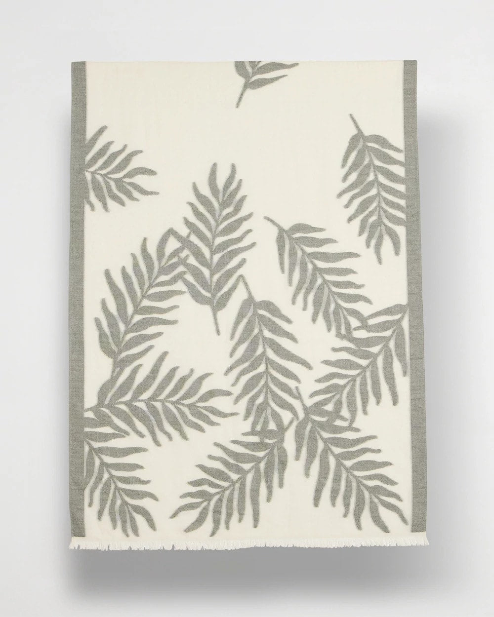 White Palm Embroidered Oblong Scarf