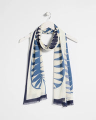 Passport Blue Palm Frond Oblong Scarf