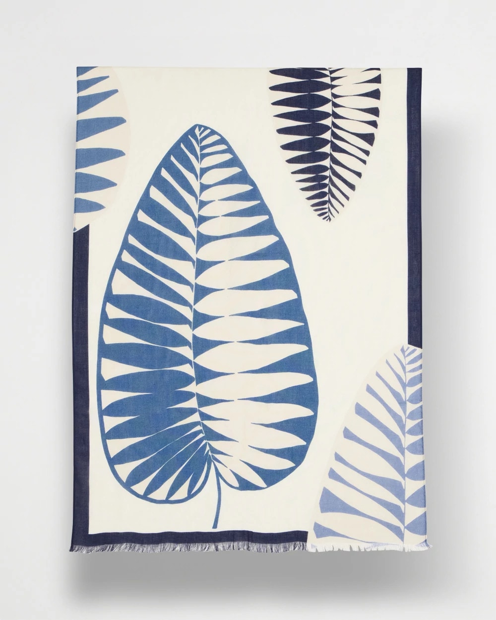 Passport Blue Palm Frond Oblong Scarf