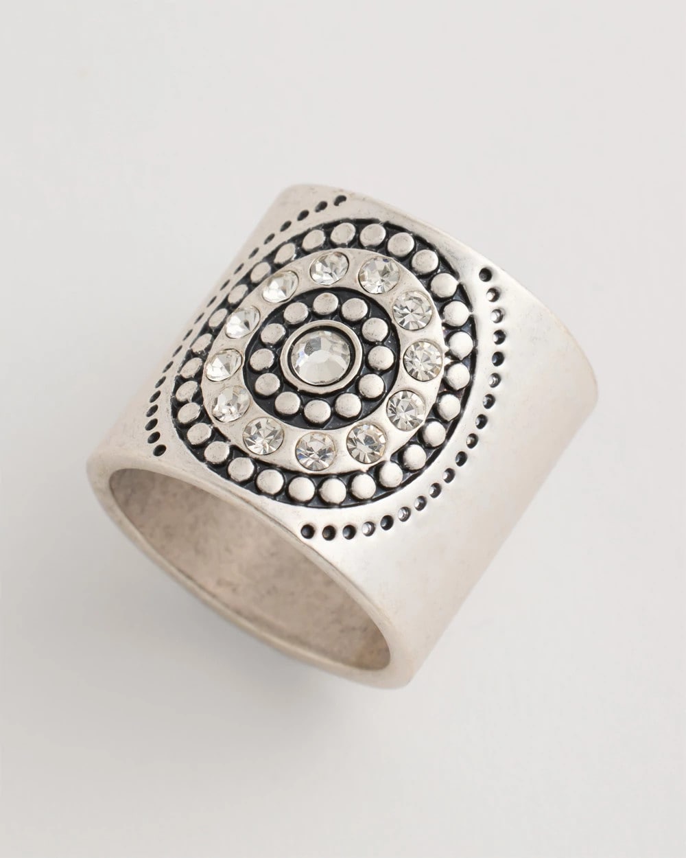 Silver Medallion Motif Scarf Ring