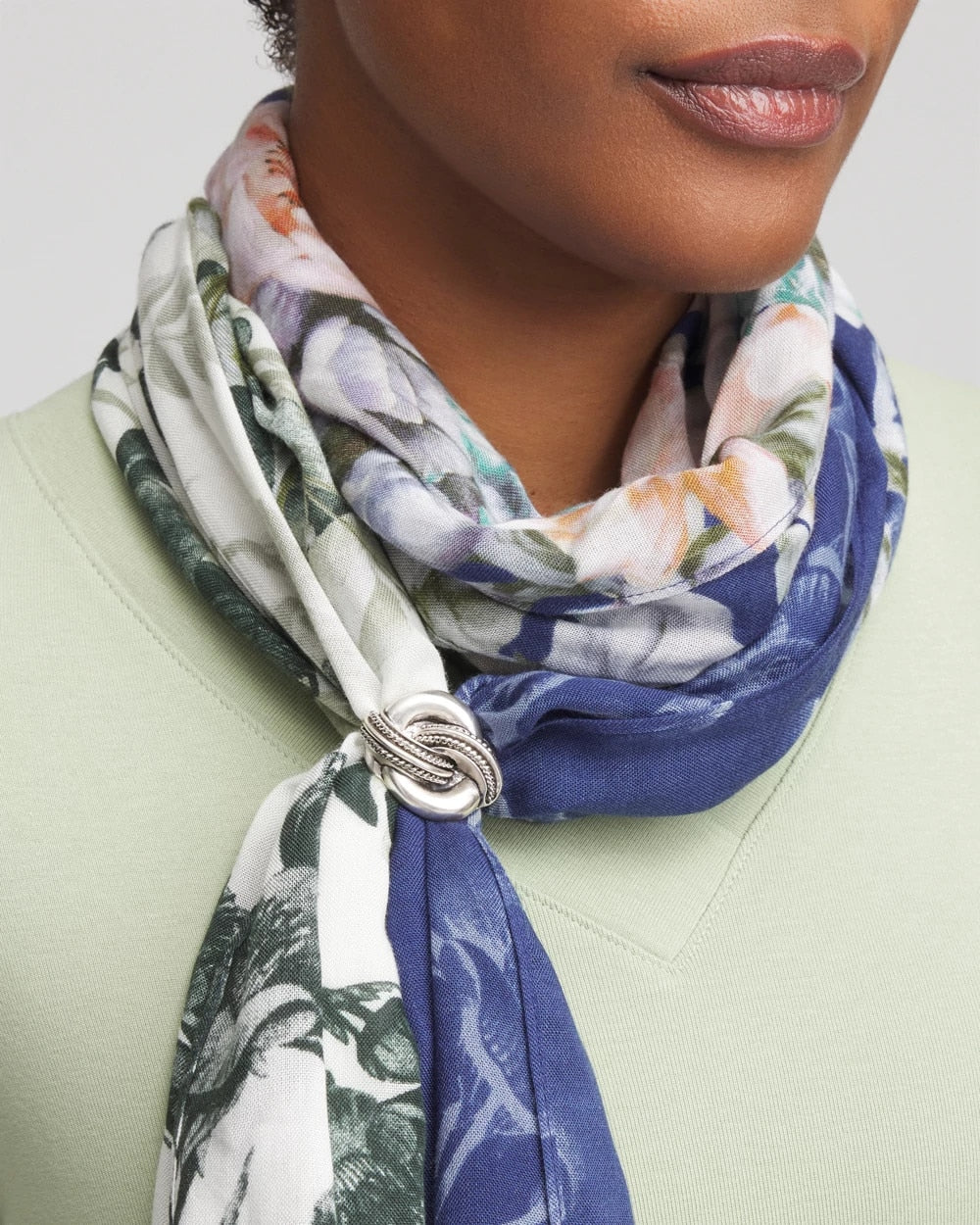Silver Silvertone Knot Scarf Ring