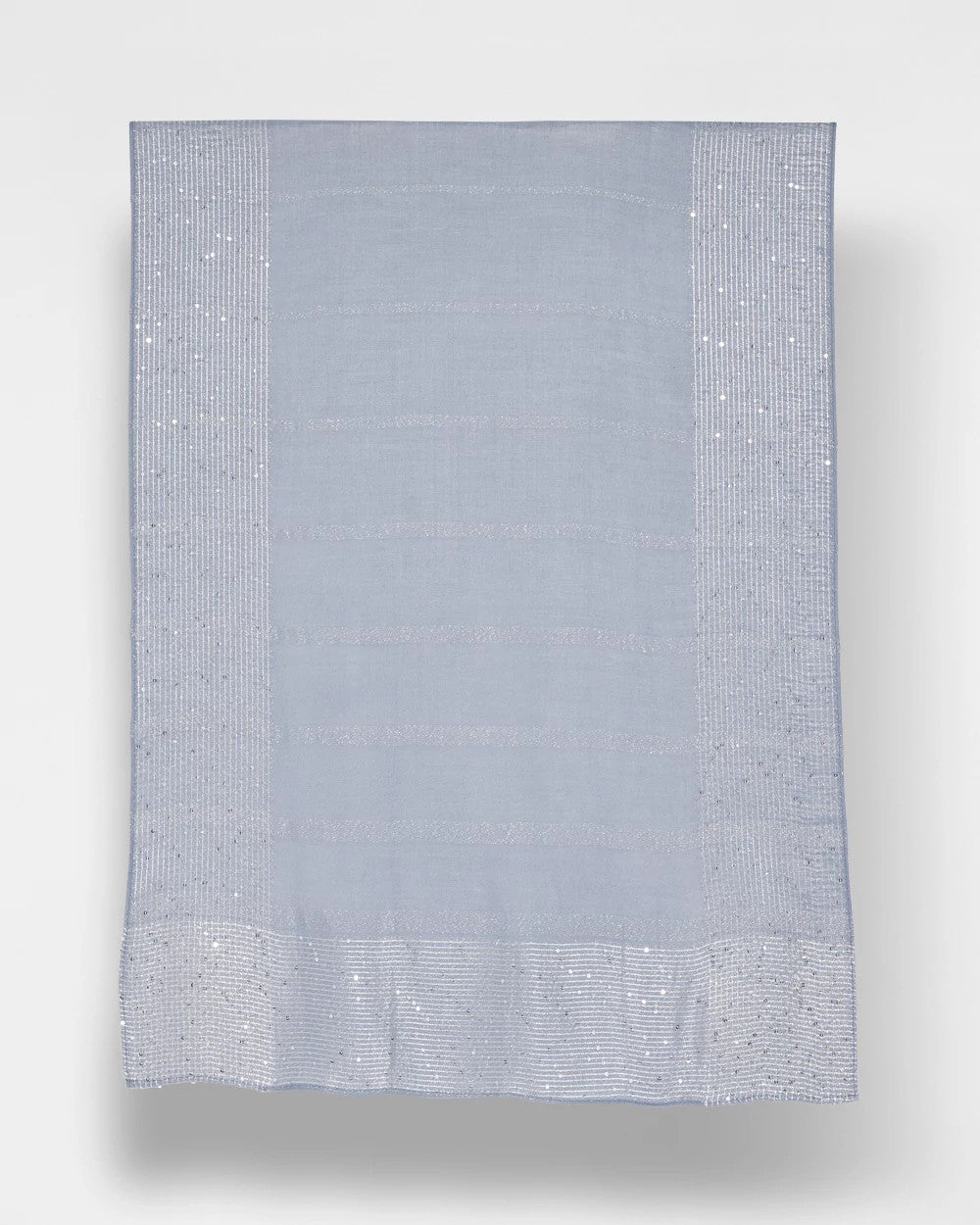 Blue Lurex Trim Oblong Scarf