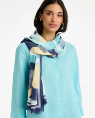 Passport Blue Artisanal Patch Oblong Scarf