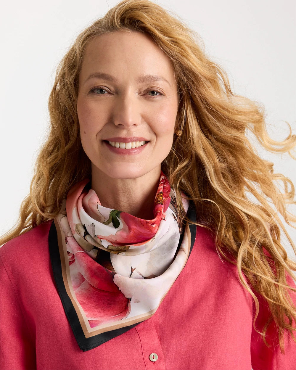 Ecru Botanic Burst Square Scarf