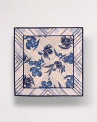 Pale Sand Striped Floral Square Scarf