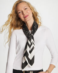 Black Graphic Stitch Square Scarf
