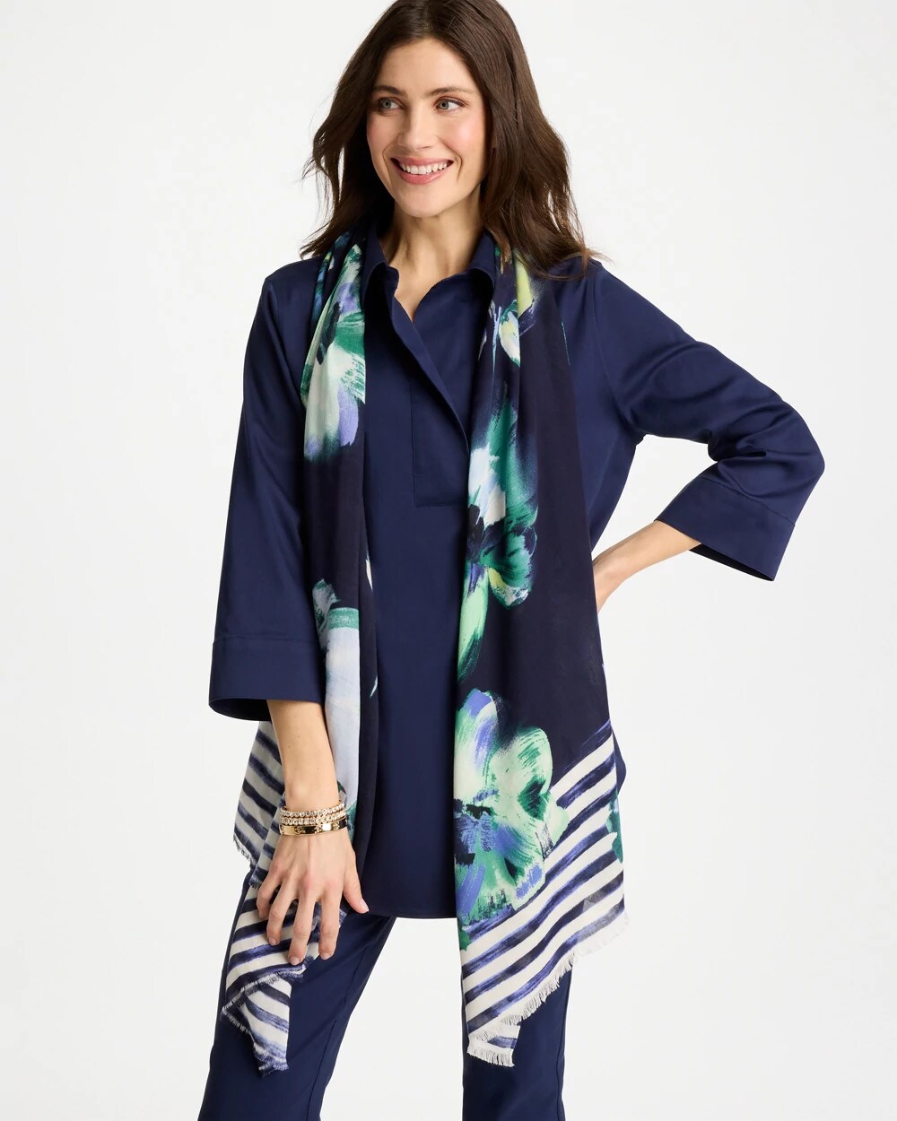 Passport Blue Printed Oblong Scarf