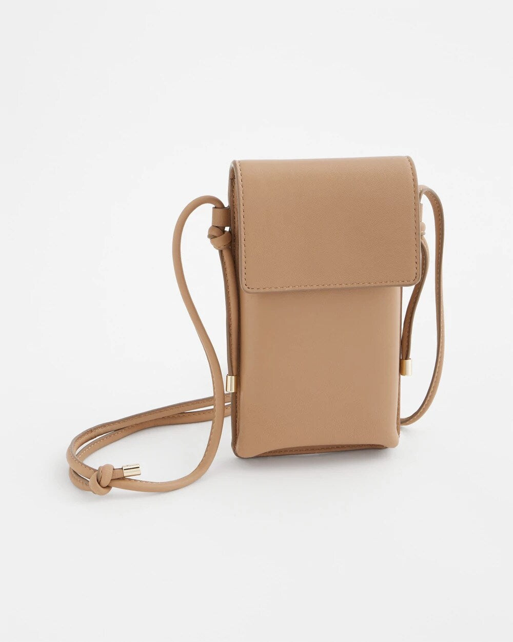 Neutral Leather Cross Body Phone Holder Bag