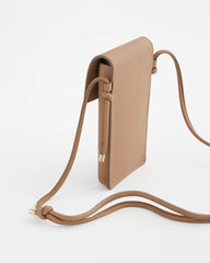 Neutral Leather Cross Body Phone Holder Bag