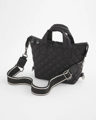 Black Quilted Cross Body Sport Tote Bag