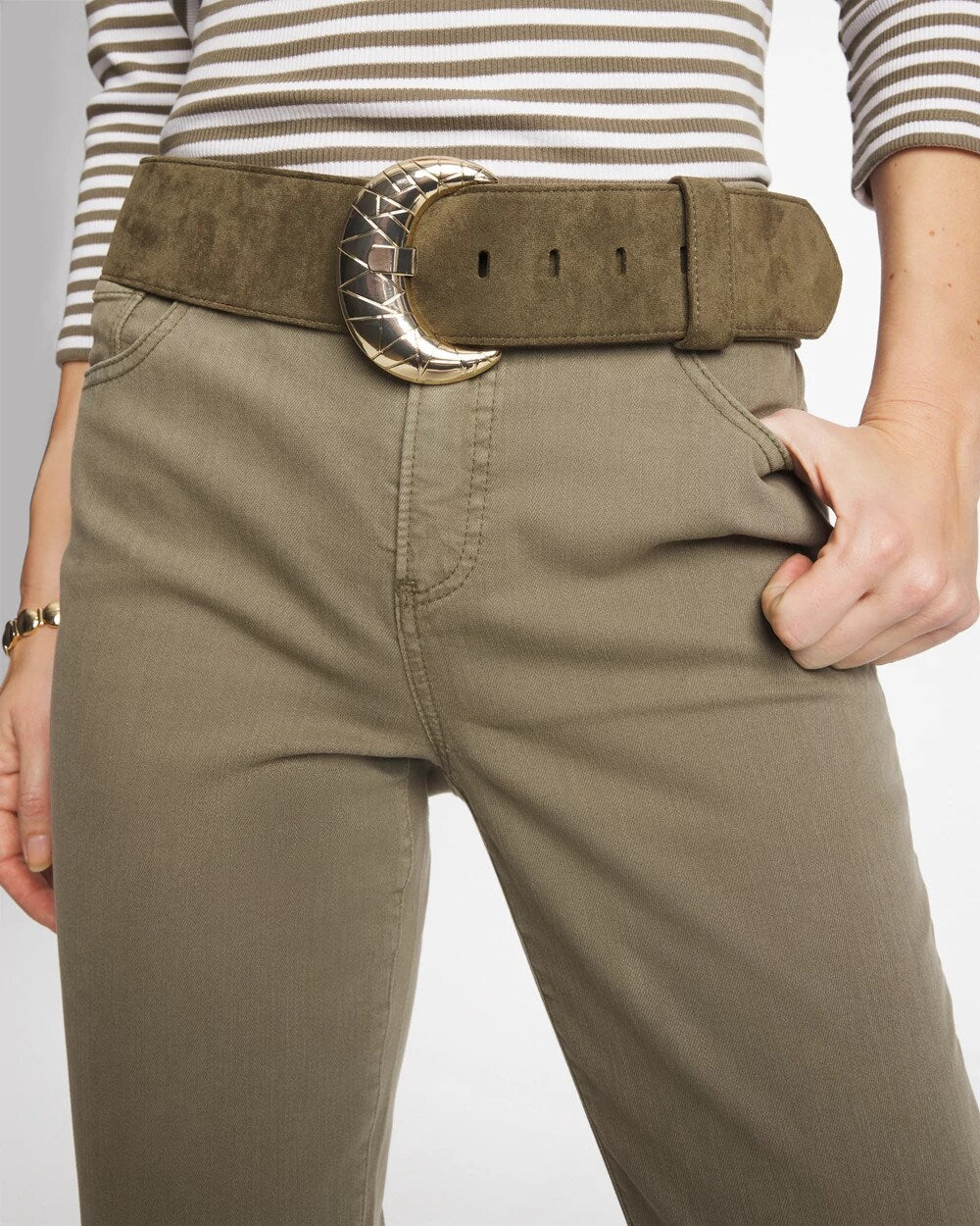 Green Green Faux Suede Sash Belt