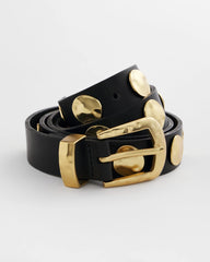 Black Studded Faux Leather Trouser Belt