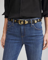Black Studded Faux Leather Trouser Belt