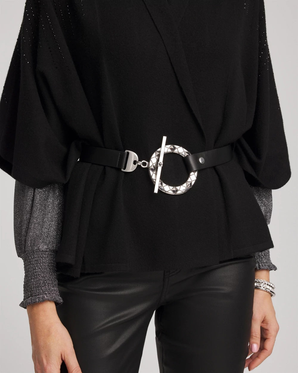 Black/Silver Silver Toggle Trouser Belt