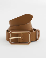 Brown Cognac Enamel Buckle Trouser Belt