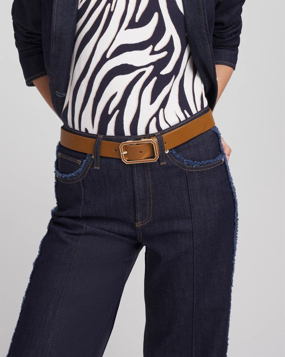 Brown Cognac Enamel Buckle Trouser Belt