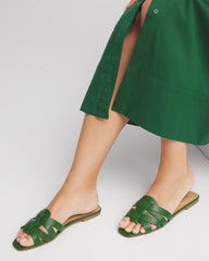Green Cassidy Cross-Strap Slide Sandals